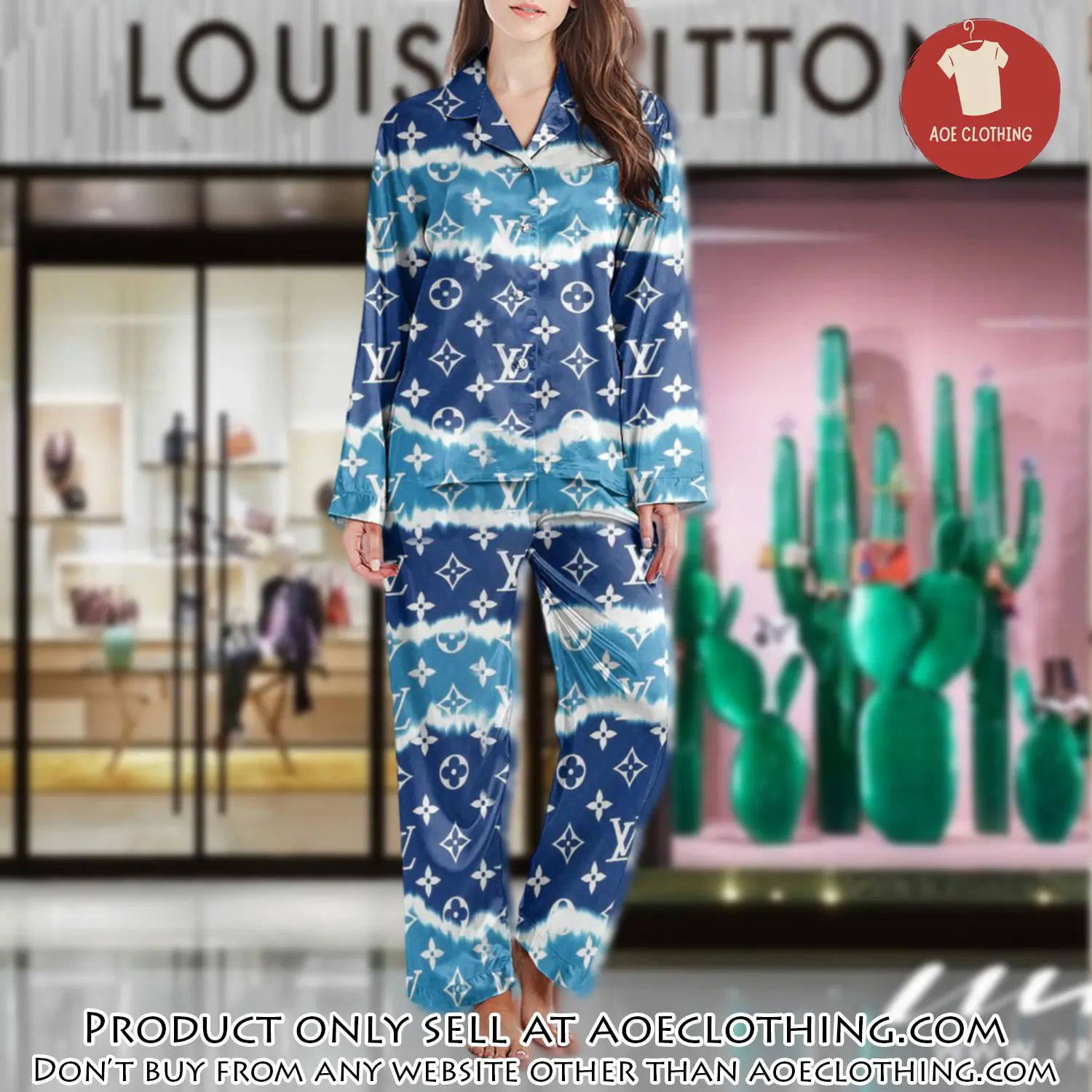 Lv monogram long satin pajama set pjs1011 aoe2556692